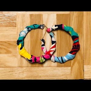 Large, lightweight fabric hoop earrings, handmade